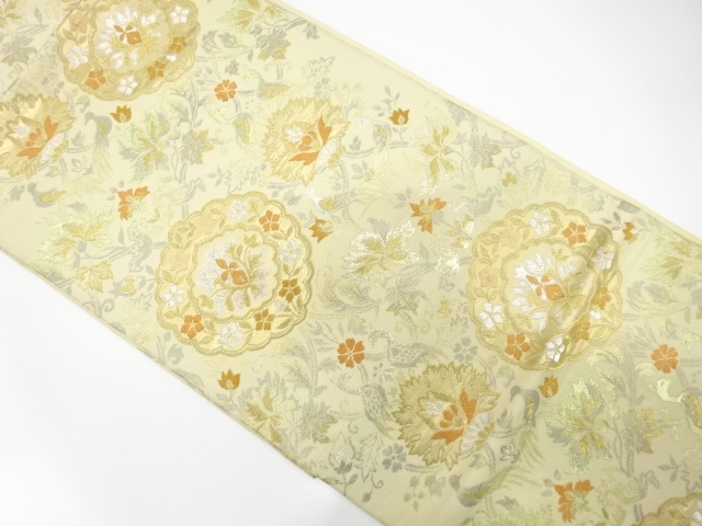 アンティーク　花鳥更紗模様織り出し袋帯（材料）